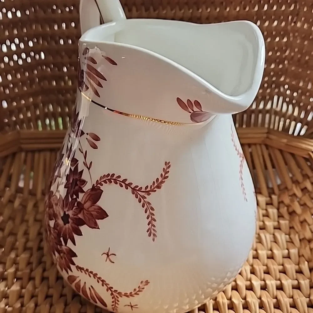 Floral Pitcher Gold Tone Accent